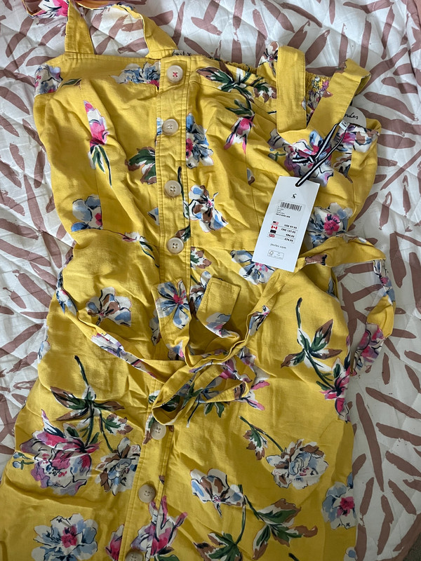 Joules yellow floral women s midi dress size 12 brand new with tags Vinted
