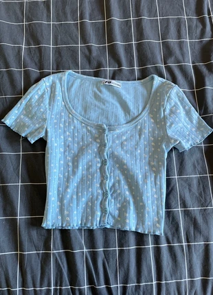 haut bleu à fleur côtelé, marque: New Yorker, état: Très bon état, taille: XXS / 32 / 4, 2,00 €, 2,80 € Protection acheteurs incluse