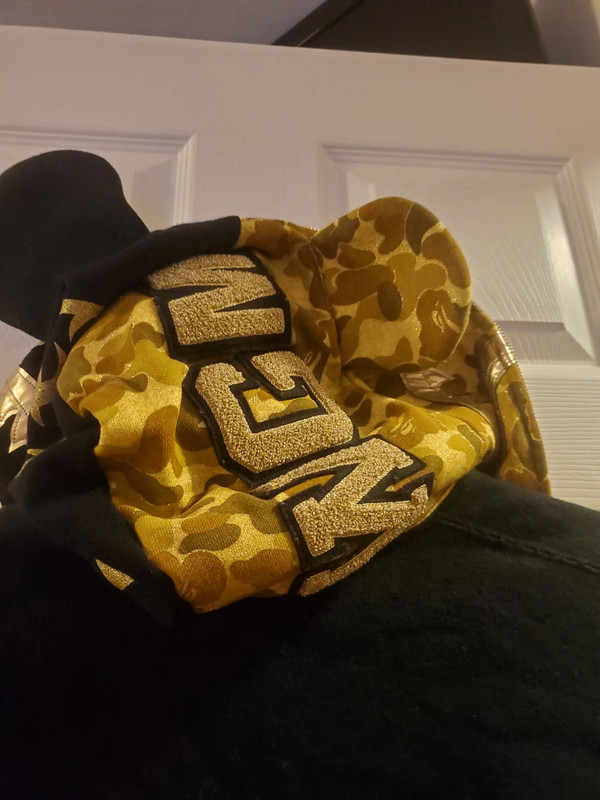 Bape x Medicom Black / Gold Shark Bear Full Zip Hoodie 2