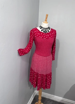 Fat Face Red/White Floral Crew Neck Floaty Boho Style Floral Pockets Dress Uk 8, brand: Fat Face, condition: Very good, size: S / 8, £17.99, £19.59 includes Buyer Protection