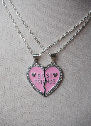 Best Friends Pink Heart Necklace Set – Silver Stainless Steel – Cute BFF Jewelry Gift, marca: Dewberry & Co., estado: Nuevo con etiquetas, 18,50 €, 20,13 € Protección al comprador incluida