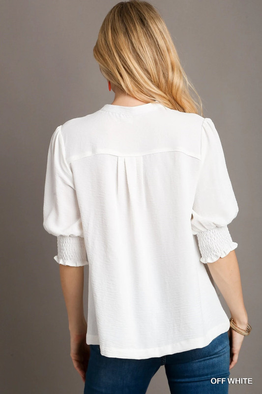 Risen split neck top - White 2