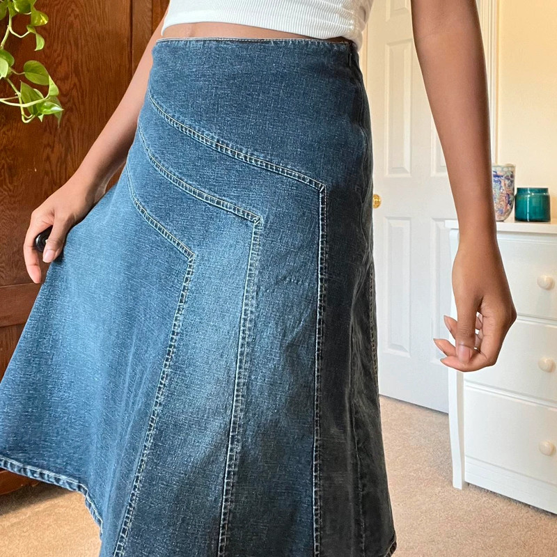 Vintage y2k denim midi skirt 4