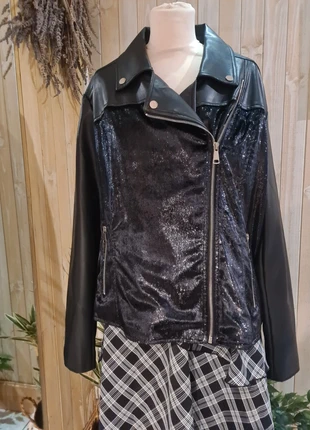 Blouson style biker en simili cuir et velours Taille 48 50, brand: Rainbow, condition: New without tags, size: 4XL / 48 / 20, €22.00, €23.80 includes Buyer Protection Pro