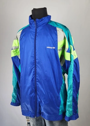 Veste vintage Adidas Originals coupe-vent bleu multicolore années 90 logo Trefoil taille L, brand: adidas, condizioni: Ottime, taglia: XL, €32.00, €34.30 include la Protezione acquisti Pro