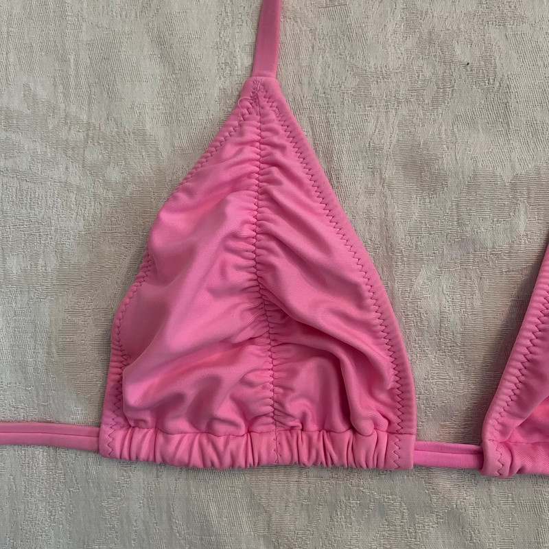 Pink triangle bikini top 2
