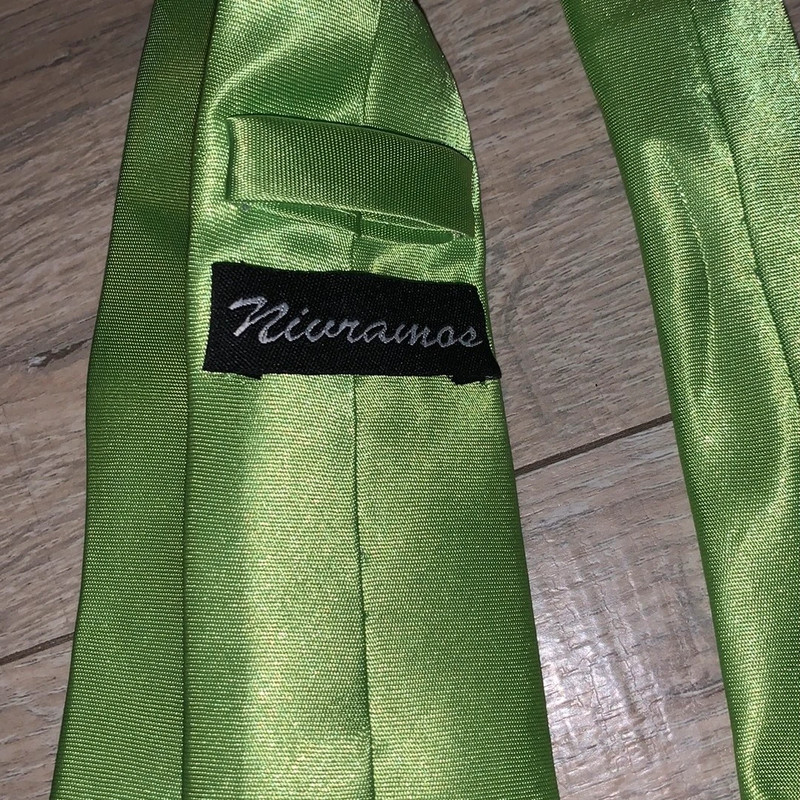 Nivramos lime green satin office formal tie 2