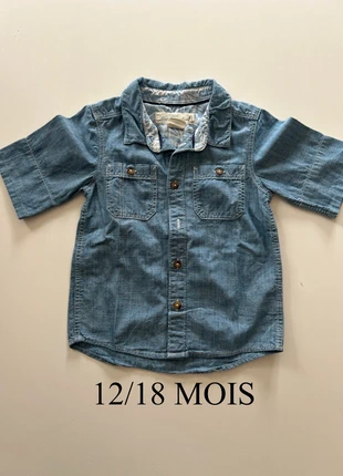 Chemise jean, merk: H&M, staat: Heel goed, maat: 12-18 maanden / 80 cm, € 2,00, € 2,80 inclusief Kopersbescherming