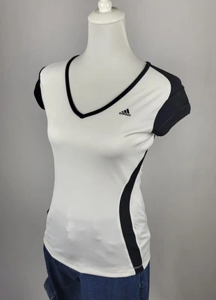 Tee-shirt Adidas Performance Clima365 blanc et noir femme col V sport training taille M, brand: adidas, condition: Very good, size: M / 38 / 10, €12.00, €13.30 includes Buyer Protection Pro