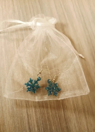 Boucles d'oreilles petits flocons de neige turquoises, état: Neuf sans étiquette, 2,00 €, 2,80 € Protection acheteurs incluse