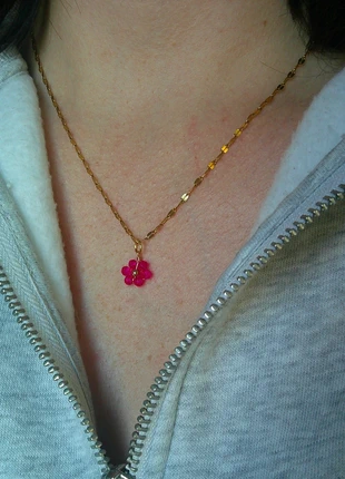 Collier petite fleur rose intense 🌟 delicatesse 🌟 acier inoxydable, état: Très bon état, 8,00 €, 9,10 € Protection acheteurs (Pro) incluse