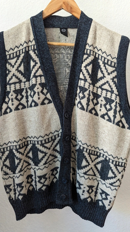 Woll Weste Strickweste mit Knöpfen Pullunder Ethno Hippie Boho 4