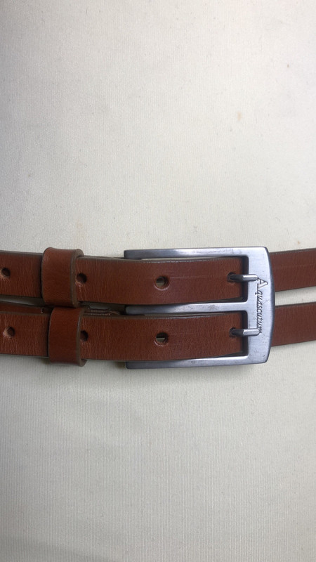 Rare Aquascutum ladies brown double buckle leather belt