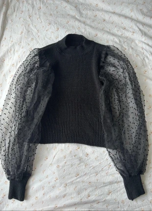 Pull noir manche en tulle, marque: Boutique Italiana, état: Neuf sans étiquette, taille: S / 36 / 8, 5,00 €, 5,95 € Protection acheteurs incluse