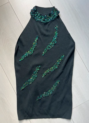 Top vintage collo alto dolcevita con pailettes e perline sottogiacca elegante very cute, marque: COQUETTE, état: Très bon état, taille: S / 36 / 8, 9,00 €, 10,15 € Protection acheteurs incluse