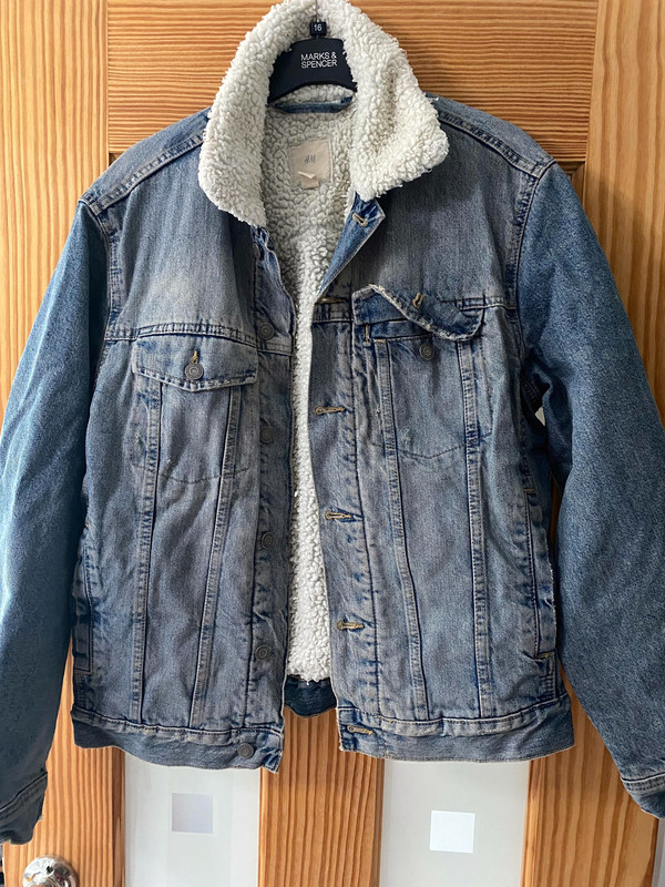 H&m denim deals jacket with fur