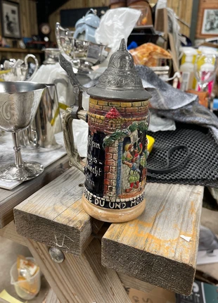 Vintage W Germany Castle Hand Painted Beer Stein Pewter Lid, brand: West Germany, condition: Very good, £20.00, £21.70 includes Buyer Protection