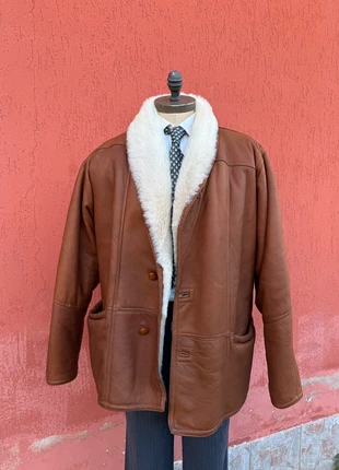 Vintage Shearling Mutton Coat Jacket real leather montone sheepskin vera pelle, marca: Shearling, estado: Muito bom, tamanho: XL, €69.99, €74.19 inclui Proteção do Comprador
