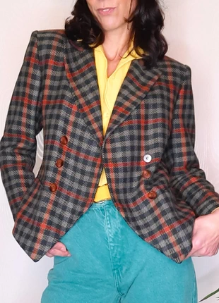Pépite ! Sublime blazer court à carreaux en pure laine vierge, vintage 80s. Taille 36/38, marque: Vintage, état: Très bon état, taille: M / 38 / 10, 40,00 €, 42,70 € Protection acheteurs (Pro) incluse