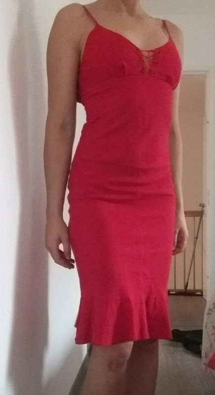 robe rouge en lin coton Vinted