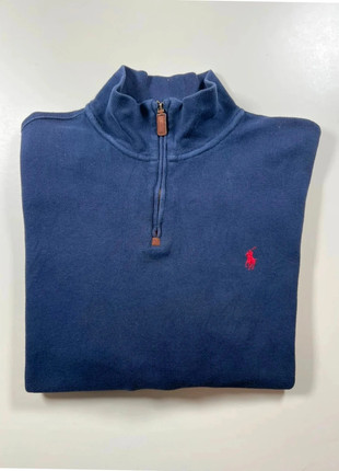 Half zip demi zip col camionneur 1/4 zip Ralph Lauren bleu marine logo brodé rouge | Taille L, marque: Ralph Lauren, état: Bon état, taille: L, 45,00 €, 47,95 € Protection acheteurs (Pro) incluse