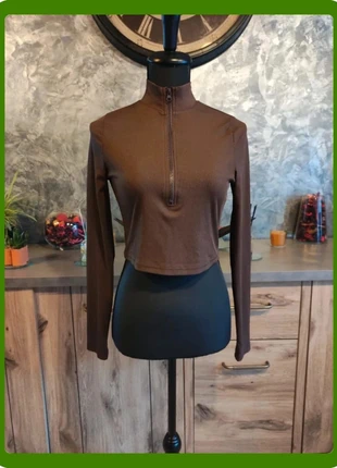 Top court avec fermeture éclair - Marron - Taille XS, condition: Very good, size: XS / 34 / 6, €4.00, €4.90 includes Buyer Protection