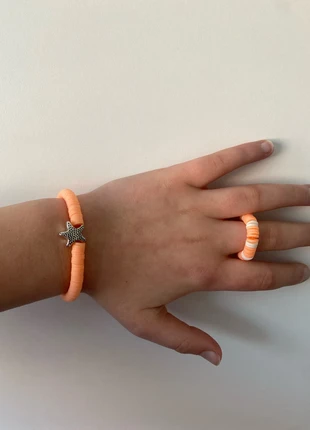 Starfish  clay bead bracelet and ring set, brand: Homemade, condition: New with tags, £2.00, £2.80 includes Buyer Protection