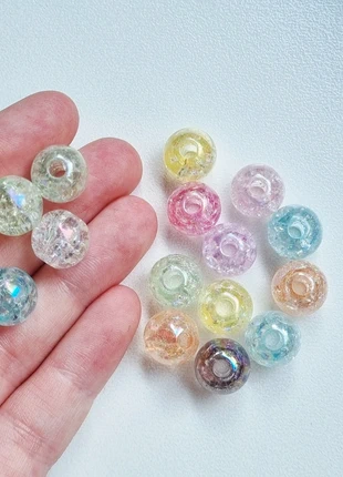 Ronde kralen: 15 stuks, 12mm, nieuwe gekleurde gebroken-glas-effect kralen, marque: RondeKralen, état: Neuf sans étiquette, 1,50 €, 2,28 € Protection acheteurs incluse