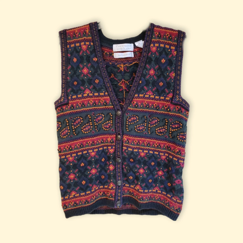 90s Cottagecore Granola Knit Sweater Vest 1