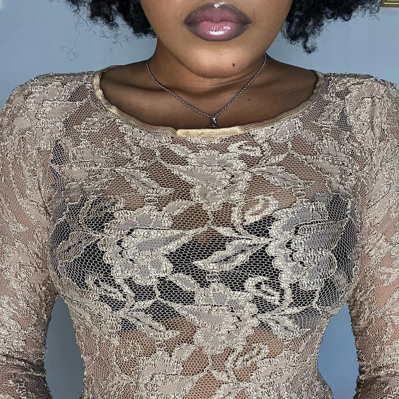 Y2K Vintage Tan Lace Top 5