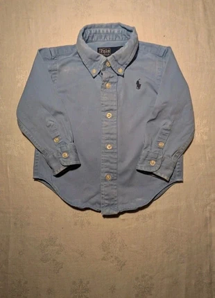 Chemise Ralph Lauren bleu en bon état, taille 6 mois – 1 an, marca: Ralph Lauren, estado: Bom, tamanho: 9-12 meses / 74 cm, €5.00, €5.95 inclui Proteção do Comprador