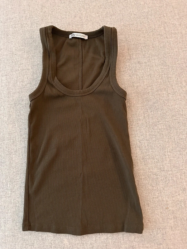 Zara basic tank top in khaki 2