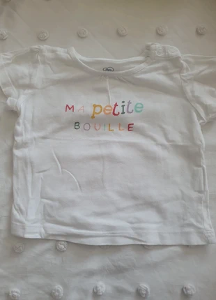 Lot de 2 tee shirt manches courtes, marca: Mots d'enfants, estado: Muy bueno, tamaño: 9-12 meses / 74 cm, 2,00 €, 2,80 € Protección al comprador incluida