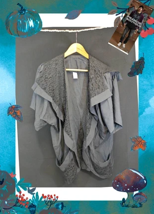 gilet kimono noir fluide en viscose style bohème chic avec dentelle ajourée vintage, marque: Vintage Dressing, état: Très bon état, taille: M / 38 / 10, 18,00 €, 19,60 € Protection acheteurs incluse