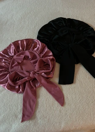 Duo bonnets satin rose indien noir anti frizz, état: Très bon état, 10,00 €, 11,20 € Protection acheteurs (Pro) incluse