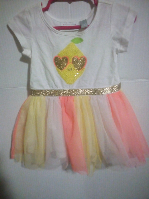 White lemon sequinned girls dress 1