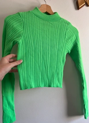 Pull vert fluo côtelé et col roulé Zara , brand: Zara, condition: Very good, size: S / 36 / 8, €7.00, €8.05 includes Buyer Protection