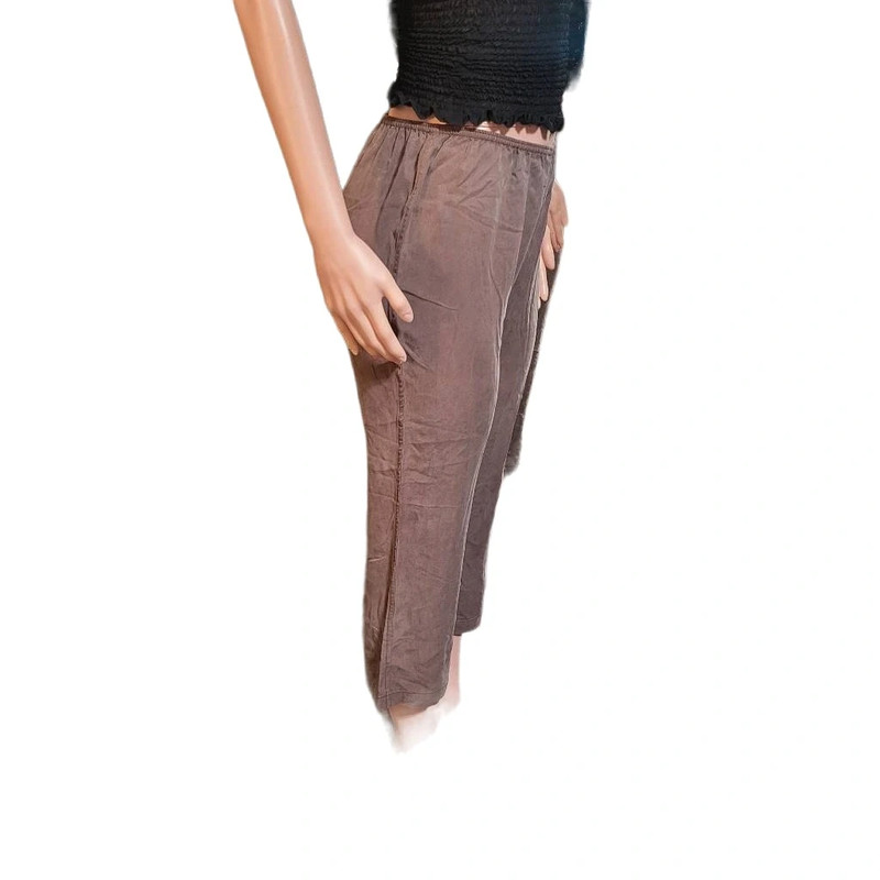 Pulp brown tencel mid rise pull-on cropped pants M 4