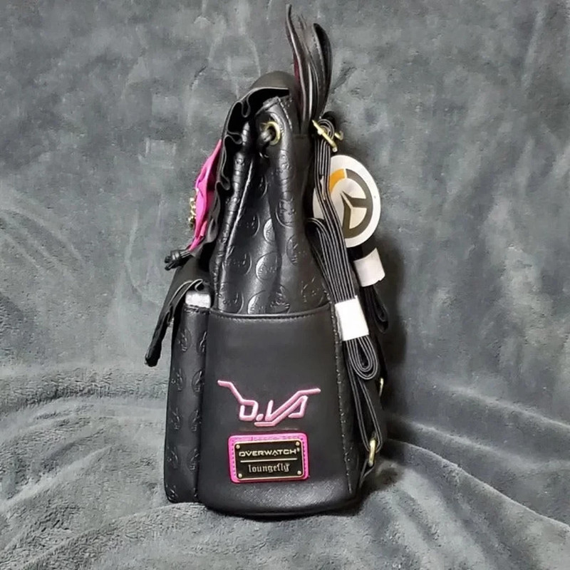 VERY RARE Loungefly Overwatch D.Va Dva Black Cat Ears Ruffle Backpack Bag  NWT