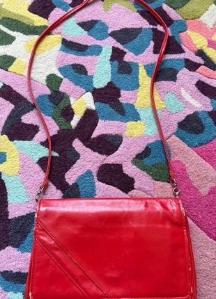 Petit Sac à main vintage rouge en cuir véritable, condition: Satisfactory, €5.00, €5.95 includes Buyer Protection