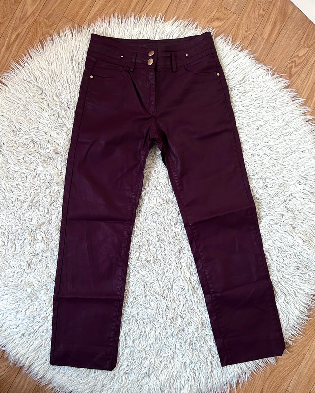 Pantalon droit Armand Thiery bordeaux effet simili cuir taille 38 1