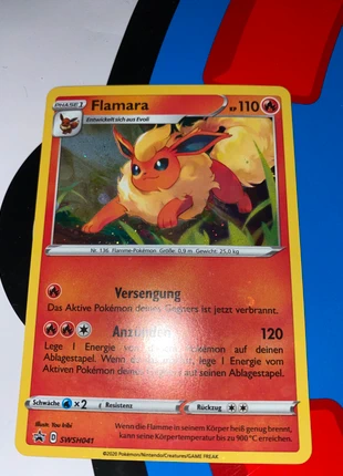 Pokémon Karte Flamara SWSH041 Holo EvoliReihe, merk: Pokémon, staat: Goed, maat: Universeel, € 7,00, € 8,05 inclusief Kopersbescherming