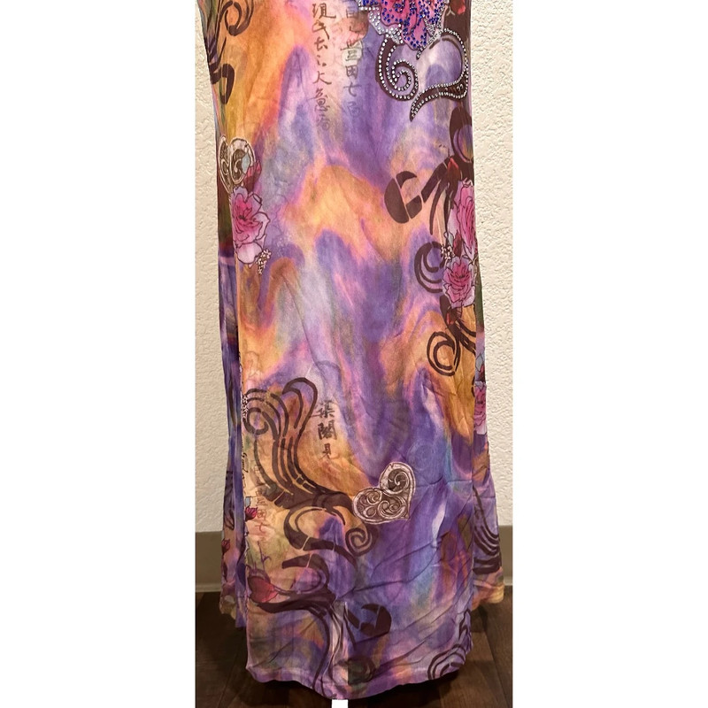 Vintage Y2K 2000s Multicolor Maxi Purple Boho Rhinestone Dress 3