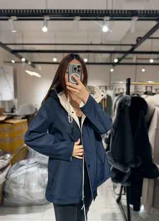 Veste coupe-vent déperlante / water-repellent reversible bleu marine et beige à capuche, marca: Giovanni, estado: Nuevo con etiquetas, tamaño: L / 40 / 12, 75,00 €, 79,45 € Protección al comprador Pro incluida