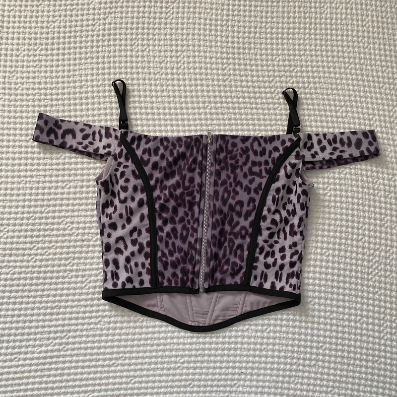 I.AM.GIA ophelia purple leopard print corset top 2
