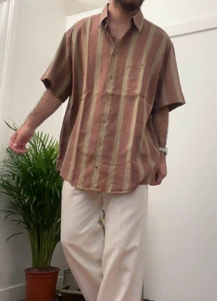 Chemise manche courte XL / 43 à rayures verte et marron, brand: Vintage Dressing, condition: Very good, size: XL, €10.00, €11.20 includes Buyer Protection Pro