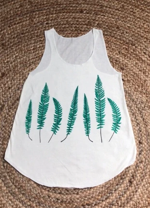 Débardeur à motif fougère blanc et vert M/38, marque: Boutique indépendante, état: Très bon état, taille: M / 38 / 10, 5,00 €, 5,95 € Protection acheteurs incluse