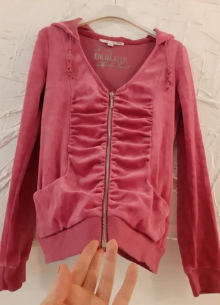Felpa maglia maniche lunghe con cappuccio zip tuta rosa elasticizzata velluto, marque: Tally Weijl, état: Très bon état, taille: XS / 34 / 6, 8,50 €, 9,63 € Protection acheteurs incluse