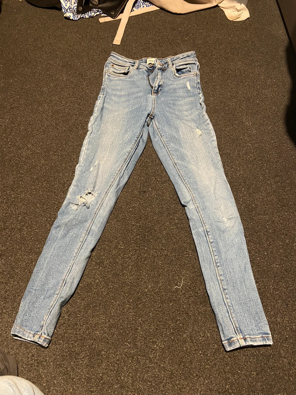 Blauwe only skinny jeans met gaten 1