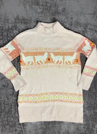 Pull à col montant Rose pâle à motifs Lama Vintage, brand: Vintage Dressing, condition: Satisfactory, size: XS / 34 / 6, €9.00, €10.15 includes Buyer Protection Pro